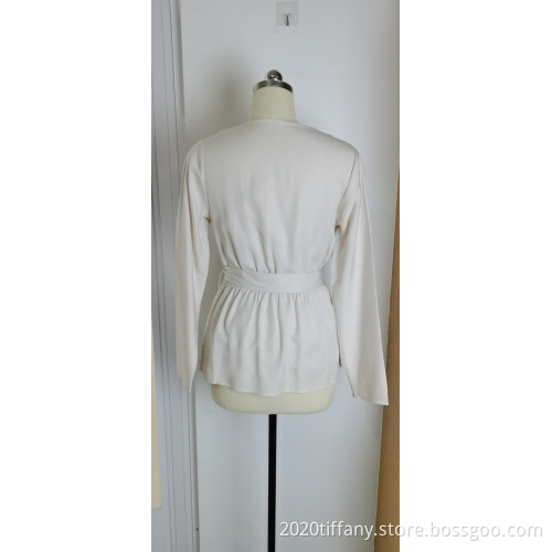 Summer Women's Deep V White Belt Top